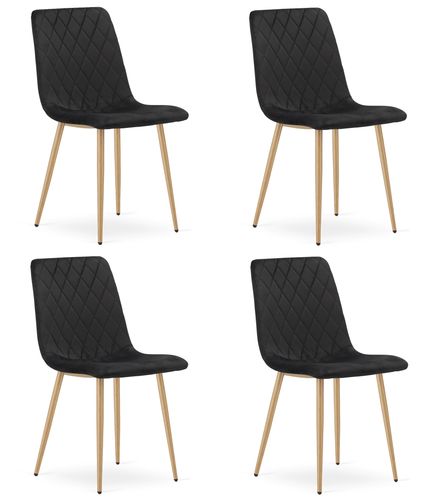 Krzesło TURIN - czarny aksamit / nogi kolor drewna x 4 na Arena.pl