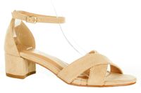 Sandały zamszowe na obcasie słupku 4,5 cm. beżowe Rozmiar obuwia - 37