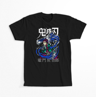 Koszulka Czarna Demon Slayer / Kimetsu no Yaiba / Miecz zabójcy demonów - WYBIERZ KOLOR KOSZULKI I FASON Damska L