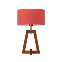 Lampka CLIO abażur czerwony stelaż mahoniowy
