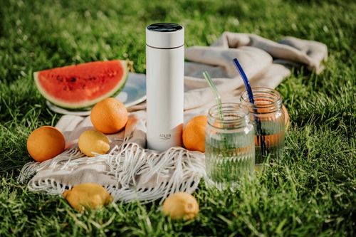 BIAŁY TERMOS KUBEK TERMICZNY NA KAWĘ HERBATĘ SMART LED DUŻY 500ml na Arena.pl