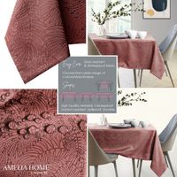 Serwetka plamoodporna tłoczona motyw roślinny Gaia 80x80 różowa AmeliaHome