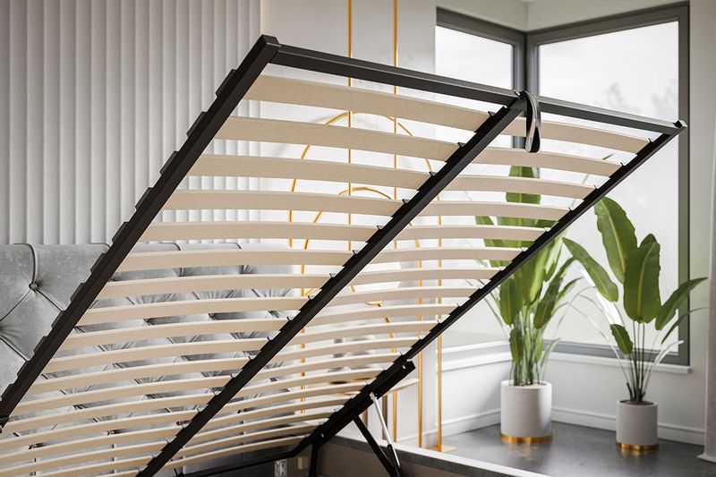 Łóżko tapicerowane LUX11 120x200 ze stelażem i pojemnikiem kryształki zdjęcie 10