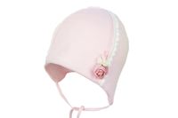 Jamiks AINA czapka dla dziewczynki chrzest jasny róż 44-46