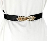 Wąski Damski Pasek Elastyczny Modny Złote Listki