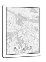 Belgrad mapa czarno biała - obraz na płótnie 20x30 cm