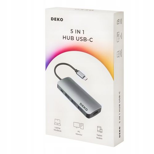 Hub USB C 5w1 Stacja Dokująca 100W HDMI 4K 60Hz 3xUSB DEKO Lite na Arena.pl
