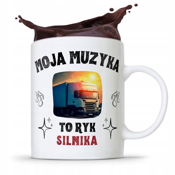 Dla Tirowca Kierowcy Kubek Muzyka To Ryk Silnika Z Nadrukiem Ze Zdjęciem zdjęcie 1