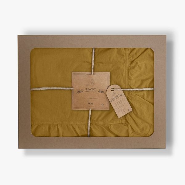 Pościel bawełniana ECRU OLIVE/160x200(P) STONEWASHED zdjęcie 4