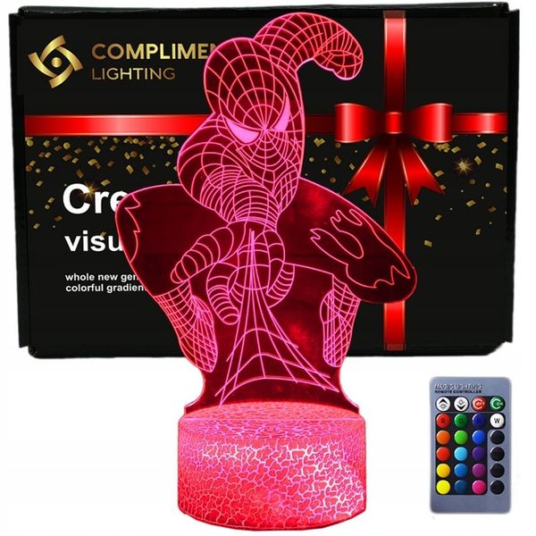 Lampka 3D nocna led usb + pilot Piłka Spider-Man zdjęcie 1