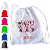 WOREK PLECAK SPORTOWY NA WF DLA DZIECI - MYSZKA MINNIE + IMIĘ! BAJKA