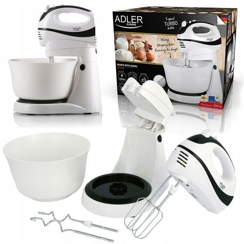 MIKSER RĘCZNY ROBOT KUCHENNY Z OBROTOWĄ MISĄ 3L 550W 5 PRĘDKOŚCI 2 na Arena.pl