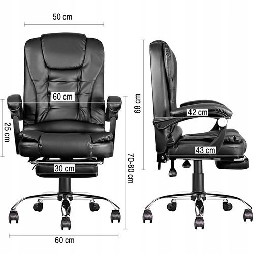FOTEL BIUROWY OBROTOWY SKÓRZANY ERGONOMICZNY LC08 z MASAŻEM i na Arena.pl