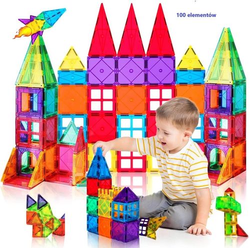 Klocki Magnetyczne 3D Konstrukcyjne Zestaw 88 elementów 3+ Edukacyjne DUŻE na Arena.pl