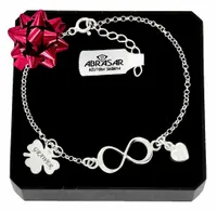 SREBRNA BRANSOLETKA DAMSKA NIESKOŃCZONOŚĆ KONICZYNKA SERCE PRÓBA 925 GRAWER