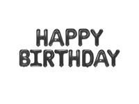 Zestaw balonów foliowych, napis "Happy Birthday", czarny, 40 cm