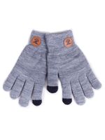 Rękawiczki chłopięce pięciopalczaste szare z naszywką 20 YOCLUB