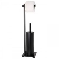 Stojak na szczotkę WC z uchwytem na papier toaletowy 2w1 czarny loft