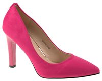 Czółenka zamszowe na słupku 9 cm. fuksja Rozmiar obuwia - 39