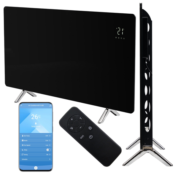 Grzejnik na podczerwień 720 W Promiennik Czarny SZKŁO WiFI Pilot Panel. zdjęcie 1