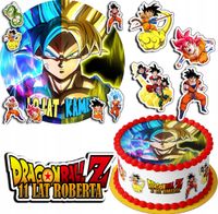 ZESTAW OPŁATEK NA TORT 30CM + 17 POSTACI - DRAGON BALL + IMIĘ 24CM 26CM