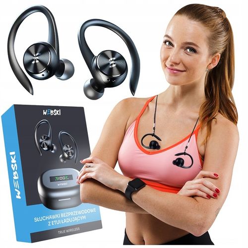 SŁUCHAWKI Bezprzewodowe POWERBOX + Sznurek na SZYJĘ na SIŁOWNIĘ ĆWICZENIA na Arena.pl