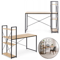 Biurko loftowe 120x60 cm z regałem czarne/brąz