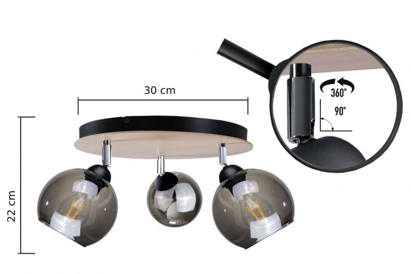 Spot 3xE27 YUNO WOOD BLACK/NATURAL zdjęcie 3