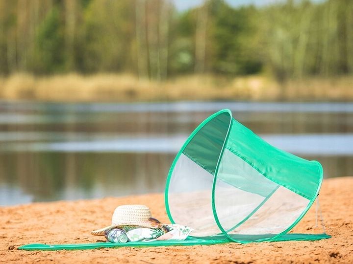 MATA PLAŻOWA Z DASZKIEM SKŁADANA 145 X 70 CM BIWAK zdjęcie 5