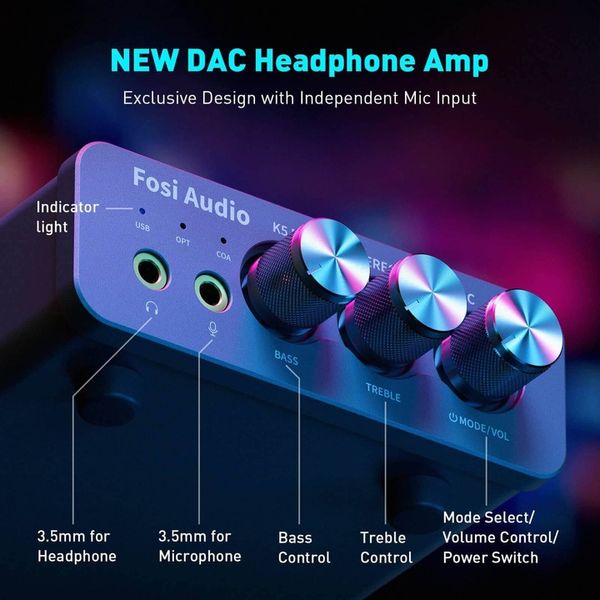 Fosi Audio K5 Pro - DAC/AMP | Plug and Play | Gaming DAC zdjęcie 3