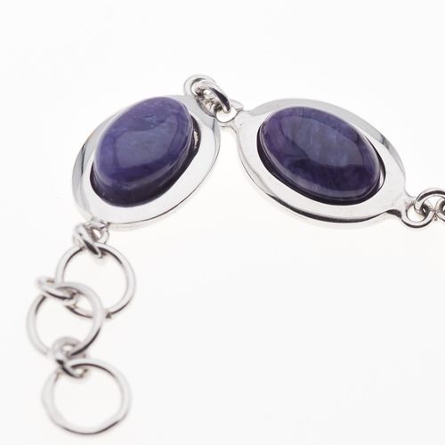 Bransoletka z owalnym czaroitem w srebrze rodowanym. na Arena.pl