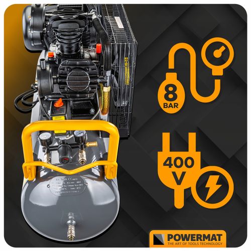 KOMPRESOR OLEJOWY 100L 8 BAR SPRĘŻARKA 400V 650l/min + WĄŻ na Arena.pl