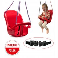 HUŚTAWKA KUBEŁKOWA FOTELIK PLASTIKOWY Z PASAMI POLSKA BEZPIECZNA