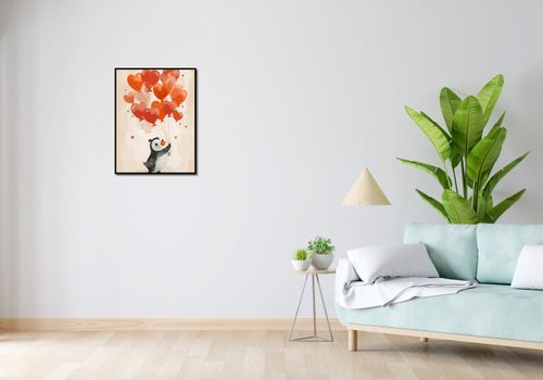 Plakat 50x65cm Pingwinek z Balonami na Arena.pl