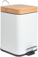 KOSZ NA ŚMIECI ŁAZIENKOWY Z KLAPĄ BIAŁY BAMBUS METAL LOFT KWADRATOWY 3L