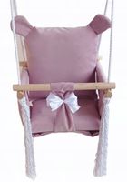 HUŚTAWKA DLA DZIECI miś kubełkowa RÓŻOWY dom ogród pokojowa prezent welur