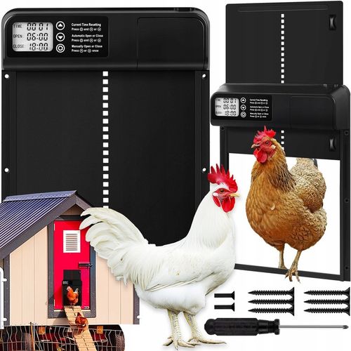 AUTOMATYCZNE DRZWI DO KURNIKA OTWIERANIE DRZWI Z TIMEREM METALOWE CZUJNIK na Arena.pl