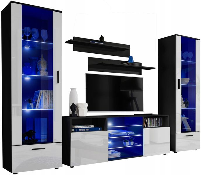 Pan Igiełka Meblościanka Czarny Biały Dąb Wotan 5 Elementów Zestaw Mebli zdjęcie 16