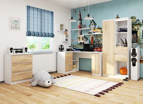 BIURKO NAROŻNE B20 155 cm LEWE BIAŁE / SONOMA na Arena.pl