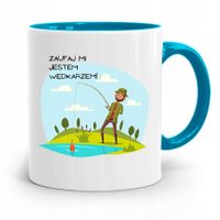 Kubek Błękitny Wędkarza Rybak Zaufaj Mi Jestem Z Nadrukiem Ze Zdjęciem