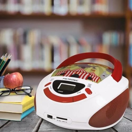 Metronic Odtwarzacz CD Circus z wejściem USB AUX czerwono biały cyrk na Arena.pl