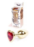 Stalowy Złoty Korek Analny Stal Kryształ Serce 7Cm