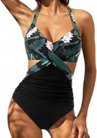 Jednoczęściowy strój kąpielowy wycięcia CZARNY M (S163)