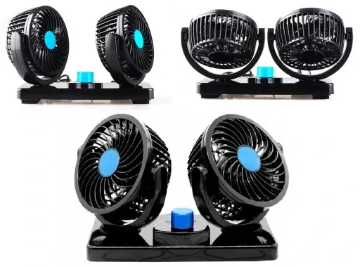 MOCNY WIATRAK WENTYLATOR SAMOCHODOWY PODWÓJNY 12V zdjęcie 1