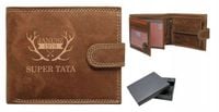 Portfel z grawerem SUPER TATA na dzień ojca + imię