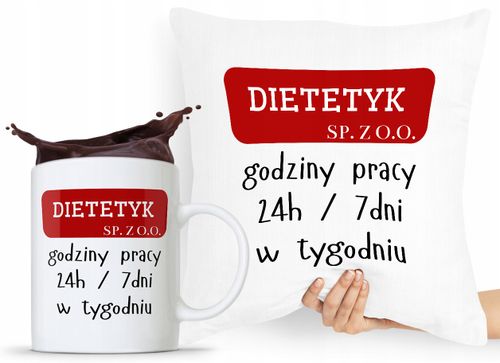 Zestaw Poduszka + Kubek Dla Dietetyka Dietetyczki Z Nadrukiem Ze Zdjęciem na Arena.pl