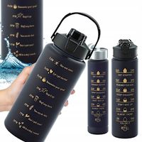 MOTYWACYJNA BUTELKA Z MIARKĄ DO WODY ZESTAW 3 BIDONY 3W1 2000ML 900ML 300ML