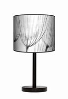 Lampa stołowa - nocna drewniana duża - Dmuchawce (biała)