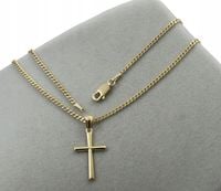 ZŁOTY ŁAŃCUSZEK NA CHRZEST CHRZCINY Z KRZYŻYKIEM PR 925 585 GRAWER PAMIĄTKA