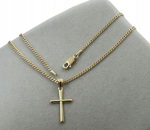 ZŁOTY ŁAŃCUSZEK NA CHRZEST CHRZCINY Z KRZYŻYKIEM PR 925 585 GRAWER PAMIĄTKA na Arena.pl